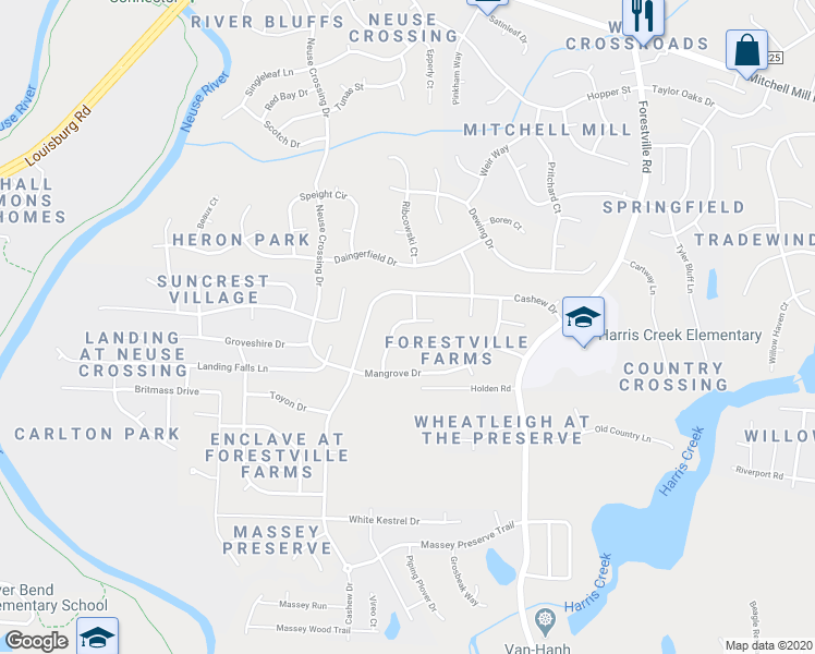 map of restaurants, bars, coffee shops, grocery stores, and more near 3224 Pomegranate Drive in Raleigh