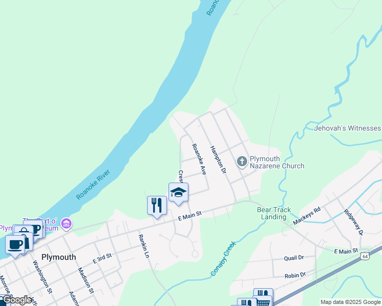 map of restaurants, bars, coffee shops, grocery stores, and more near 106 Kirk Avenue in Plymouth