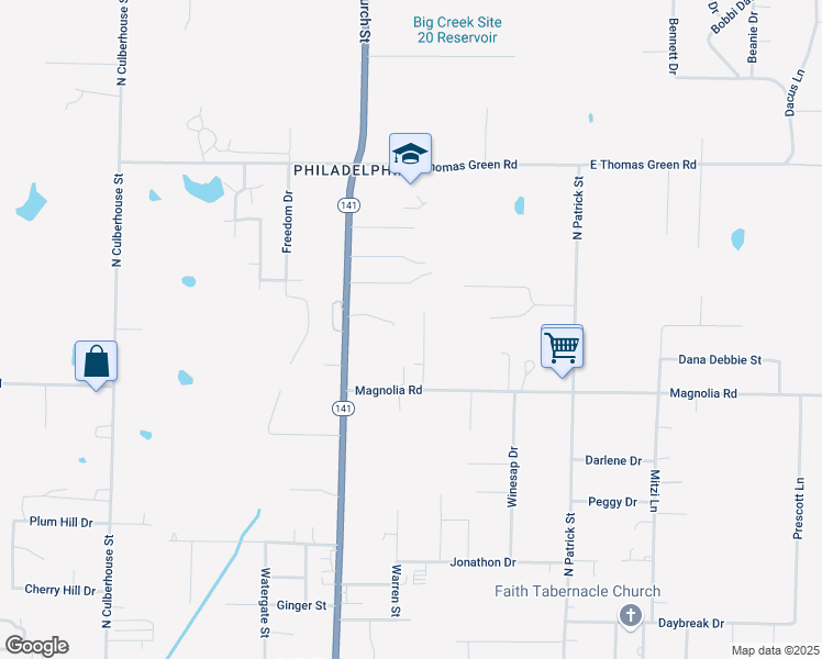 map of restaurants, bars, coffee shops, grocery stores, and more near 2309 Evelyn Lane in Jonesboro
