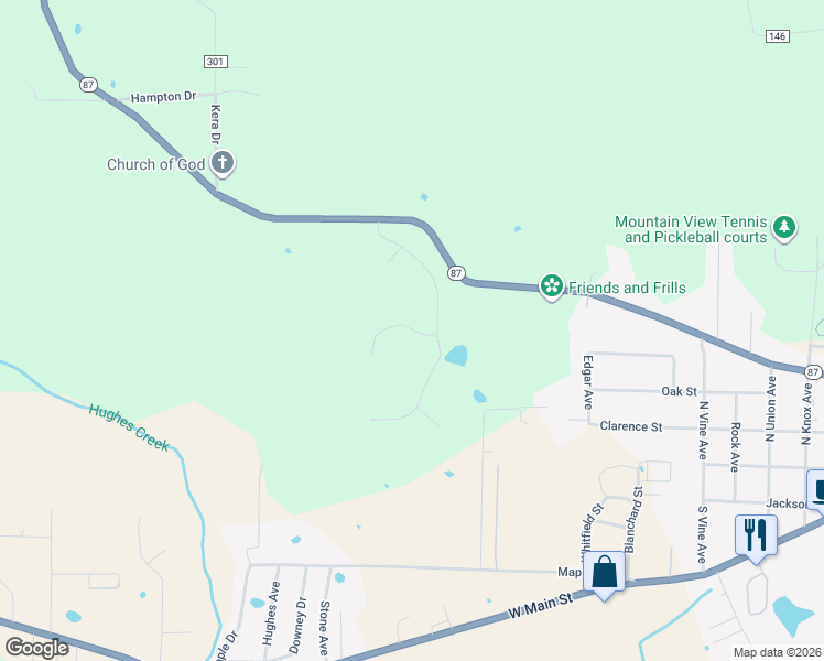 map of restaurants, bars, coffee shops, grocery stores, and more near Quapaw Street in Mountain View