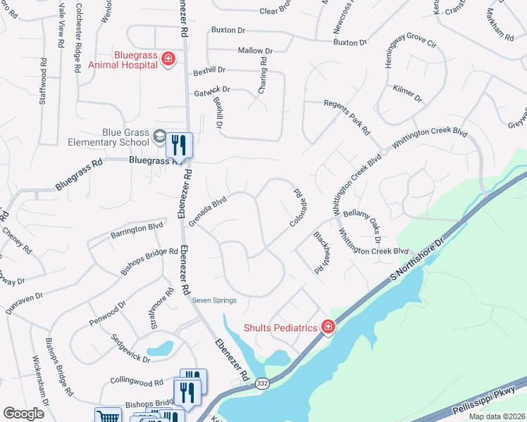 map of restaurants, bars, coffee shops, grocery stores, and more near 1808 Grenada Boulevard in Knoxville