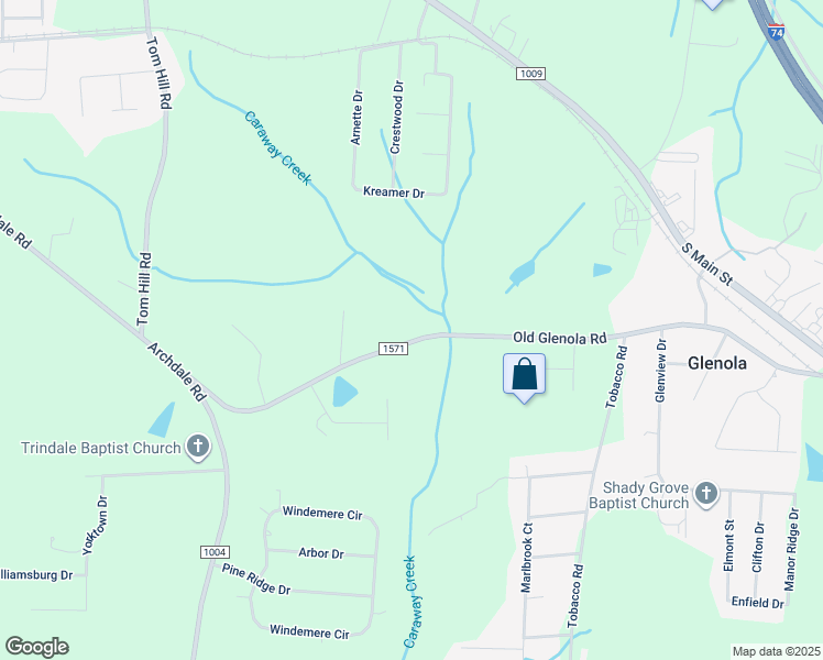 map of restaurants, bars, coffee shops, grocery stores, and more near 3966 Old Glenola Road in Trinity
