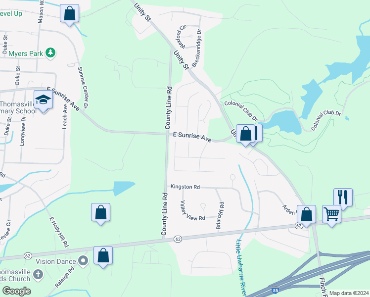 map of restaurants, bars, coffee shops, grocery stores, and more near 4325 Wyoming Court in Trinity
