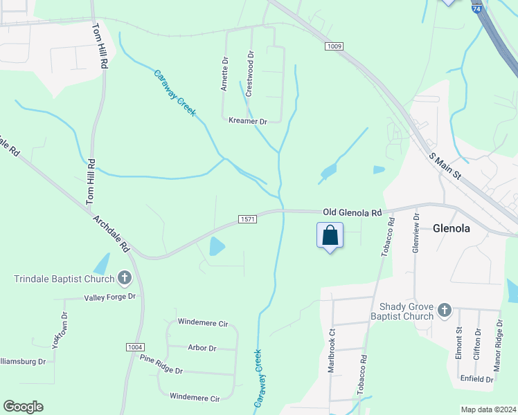 map of restaurants, bars, coffee shops, grocery stores, and more near 3966 Old Glenola Road in Trinity