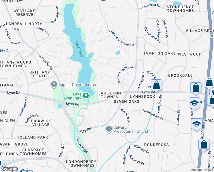 map of restaurants, bars, coffee shops, grocery stores, and more near 3000 Inland Trail in Raleigh