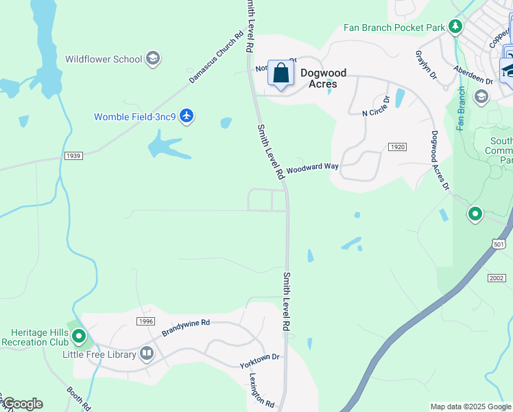 map of restaurants, bars, coffee shops, grocery stores, and more near 1312B Smith Level Road in Chapel Hill