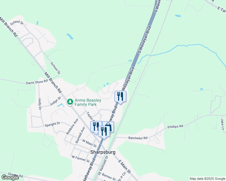 map of restaurants, bars, coffee shops, grocery stores, and more near 807 Dalewood Drive in Rocky Mount