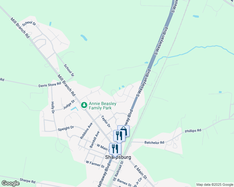 map of restaurants, bars, coffee shops, grocery stores, and more near 665 Hilltop Drive in Rocky Mount