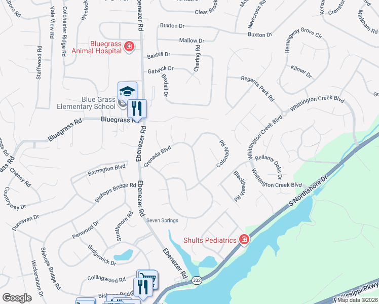 map of restaurants, bars, coffee shops, grocery stores, and more near 1808 Grenada Boulevard in Knoxville