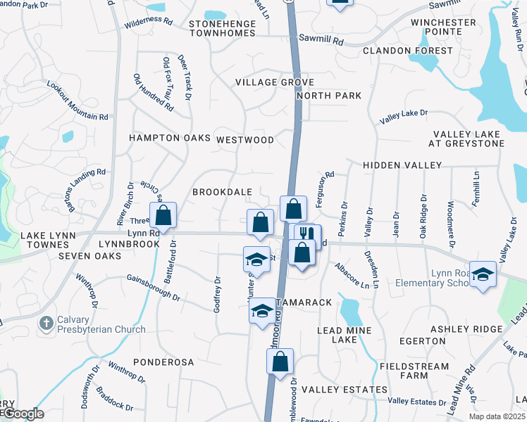 map of restaurants, bars, coffee shops, grocery stores, and more near 6421 Campus Drive in Raleigh