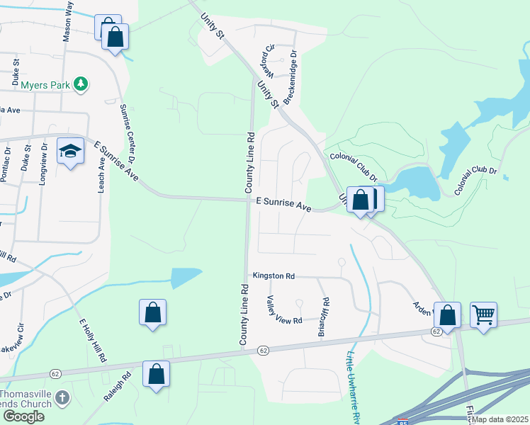 map of restaurants, bars, coffee shops, grocery stores, and more near 6959 Texas Boulevard in Thomasville