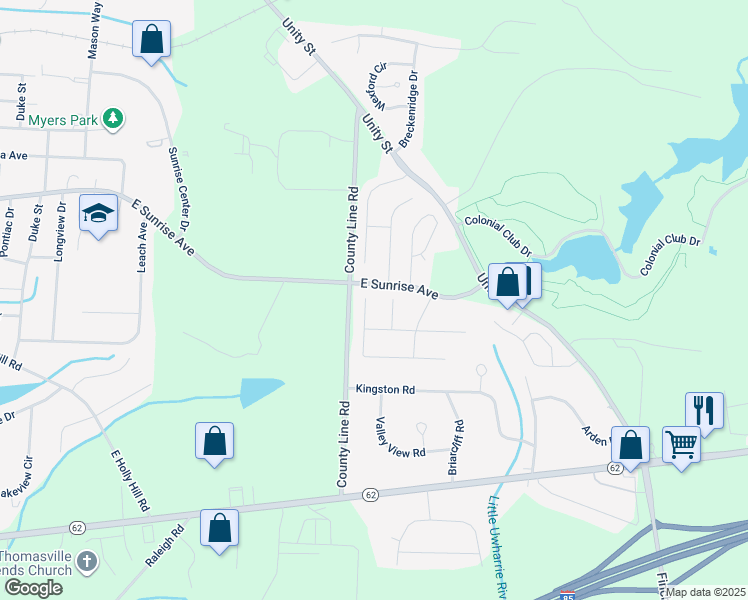 map of restaurants, bars, coffee shops, grocery stores, and more near 6959 Texas Boulevard in Thomasville