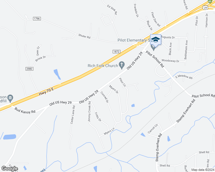 map of restaurants, bars, coffee shops, grocery stores, and more near 114 Myers Drive in Thomasville
