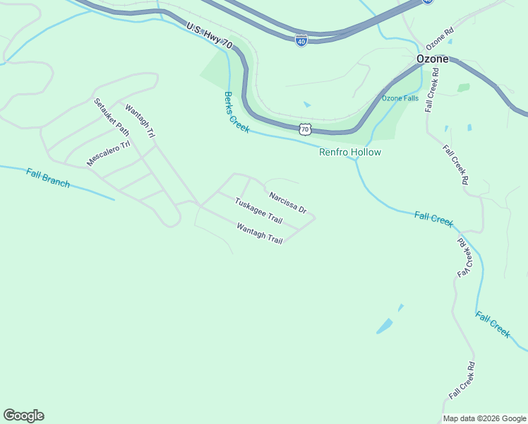 map of restaurants, bars, coffee shops, grocery stores, and more near Tuskagee Trail in Rockwood