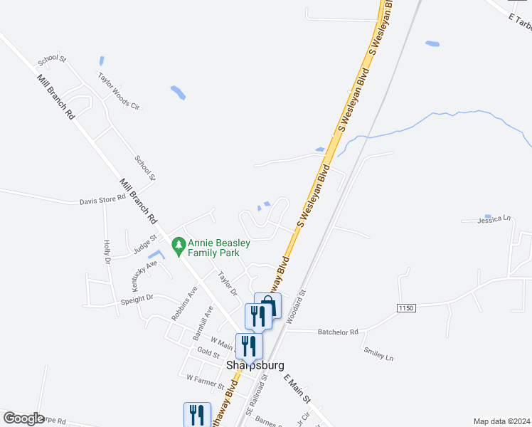 map of restaurants, bars, coffee shops, grocery stores, and more near 704 Dale Drive in Rocky Mount