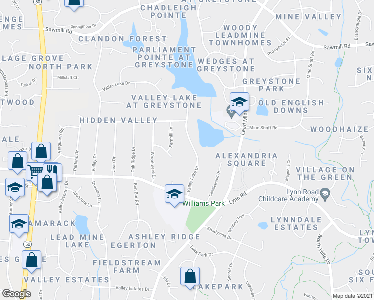 map of restaurants, bars, coffee shops, grocery stores, and more near 6907 Valley Lake Drive in Raleigh