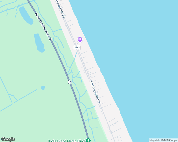 map of restaurants, bars, coffee shops, grocery stores, and more near 9329 South Old Oregon Inlet Road in Nags Head