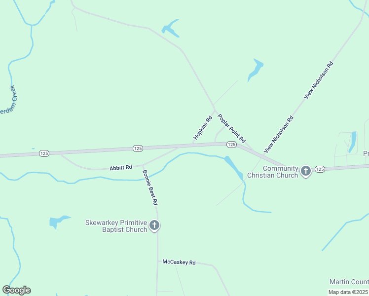 map of restaurants, bars, coffee shops, grocery stores, and more near 21576 North Carolina 125 in Williamston