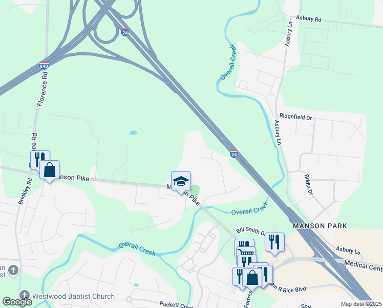 map of restaurants, bars, coffee shops, grocery stores, and more near 3957 Hallmark Drive in Murfreesboro