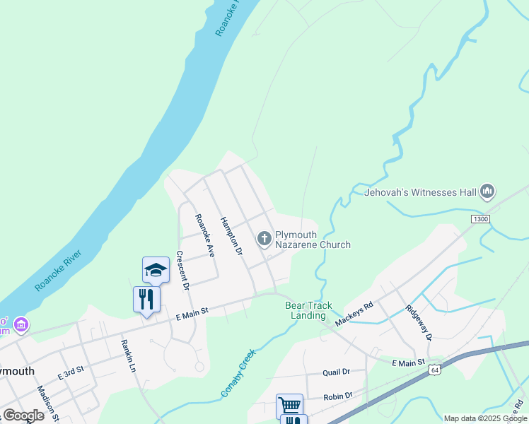 map of restaurants, bars, coffee shops, grocery stores, and more near General Matt Ransome Drive in Plymouth