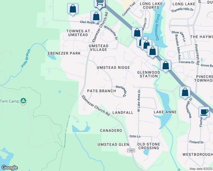 map of restaurants, bars, coffee shops, grocery stores, and more near 7916 Longleaf Branch Ct in Raleigh