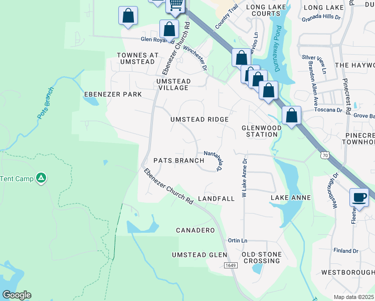 map of restaurants, bars, coffee shops, grocery stores, and more near 7916 Longleaf Branch Ct in Raleigh
