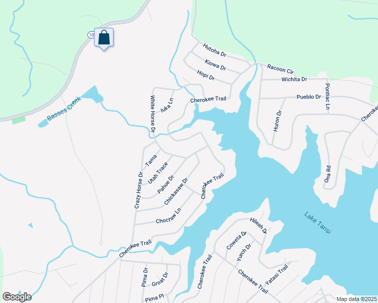 map of restaurants, bars, coffee shops, grocery stores, and more near 8648 Cherokee Trail in Crossville