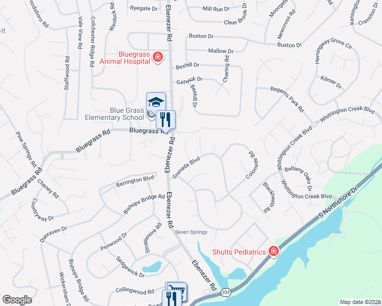 map of restaurants, bars, coffee shops, grocery stores, and more near 1608 Coronada Lane in Knoxville