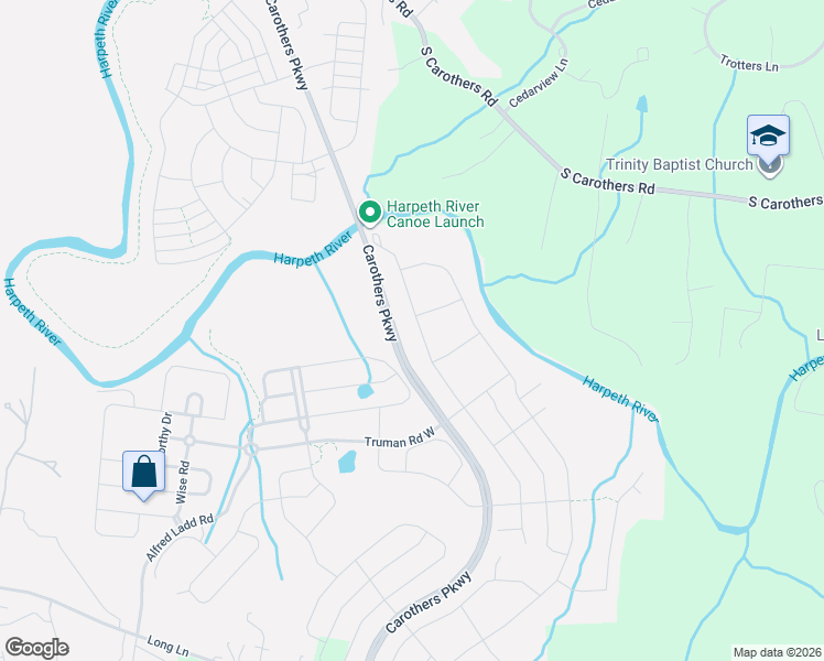 map of restaurants, bars, coffee shops, grocery stores, and more near 4002 Ryecroft Lane in Franklin