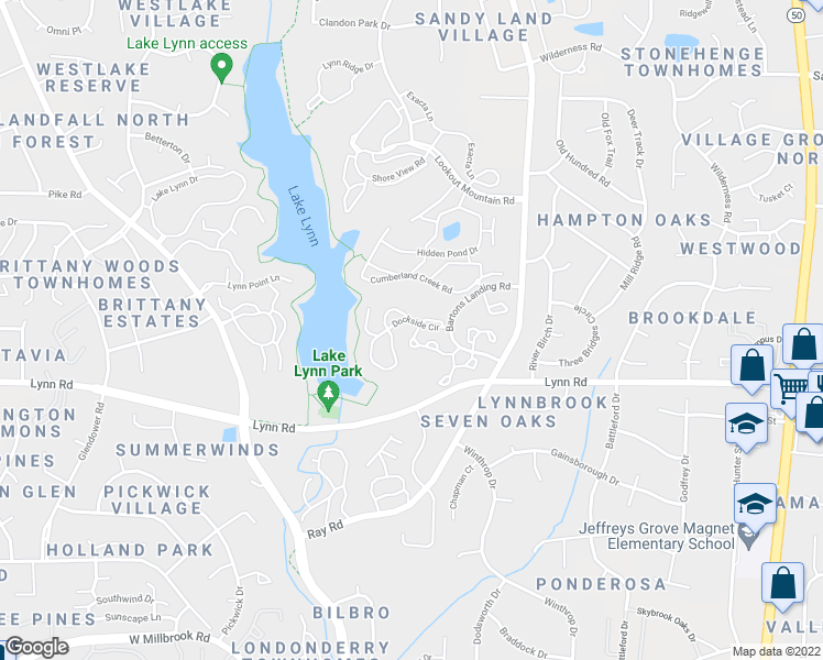map of restaurants, bars, coffee shops, grocery stores, and more near 3129 Riveroak Turn in Raleigh