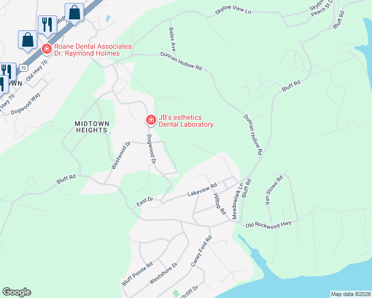 map of restaurants, bars, coffee shops, grocery stores, and more near 153 Park Place in Harriman