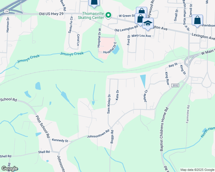 map of restaurants, bars, coffee shops, grocery stores, and more near 221 Sam Kinley Drive in Thomasville