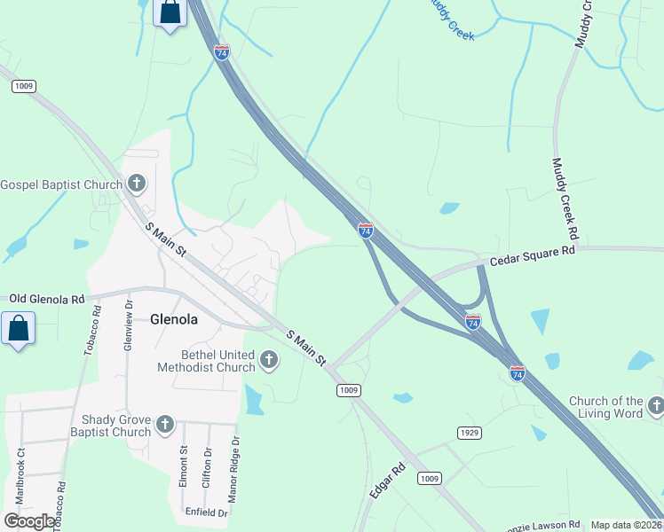 map of restaurants, bars, coffee shops, grocery stores, and more near 5590 Cedar Square Road in Archdale