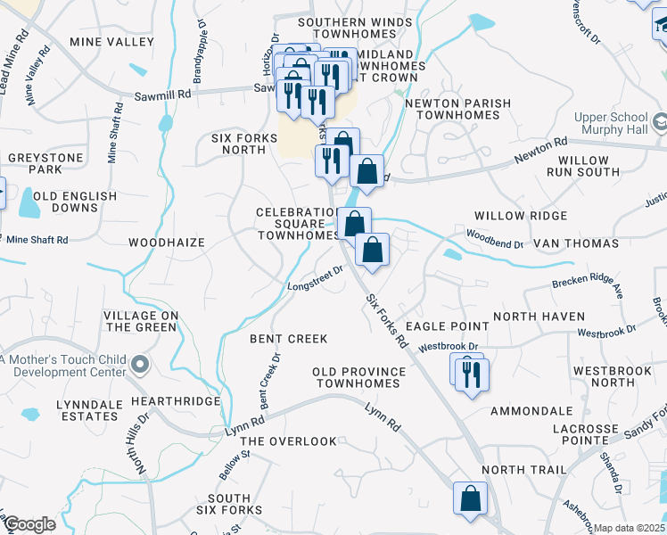 map of restaurants, bars, coffee shops, grocery stores, and more near in Raleigh