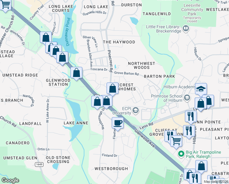 map of restaurants, bars, coffee shops, grocery stores, and more near 7011 Valerie Anne Drive in Raleigh