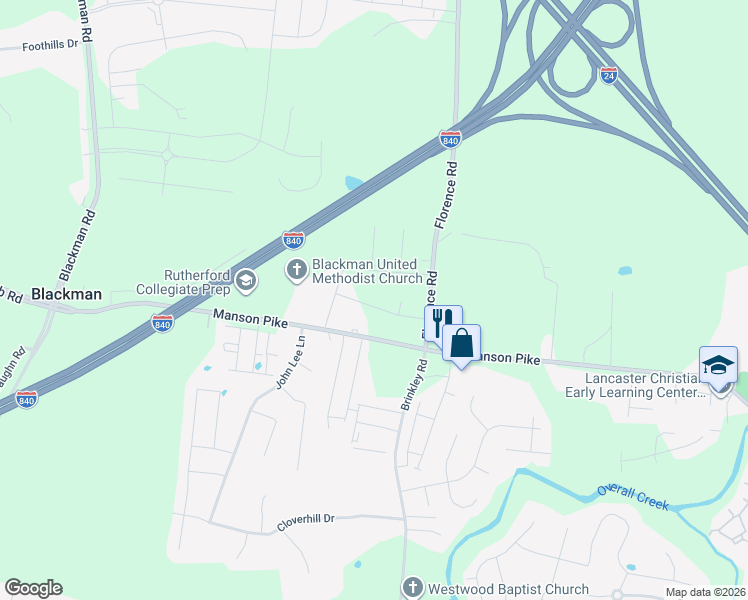 map of restaurants, bars, coffee shops, grocery stores, and more near 3137 Majesty Drive in Murfreesboro