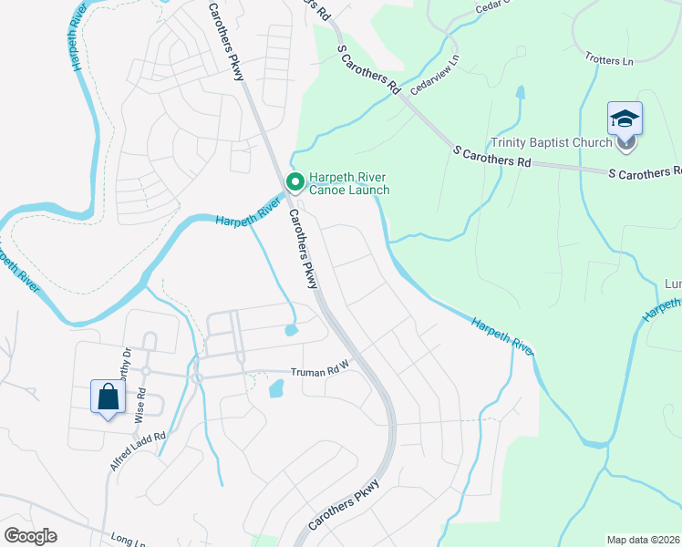 map of restaurants, bars, coffee shops, grocery stores, and more near 4002 Ryecroft Lane in Franklin