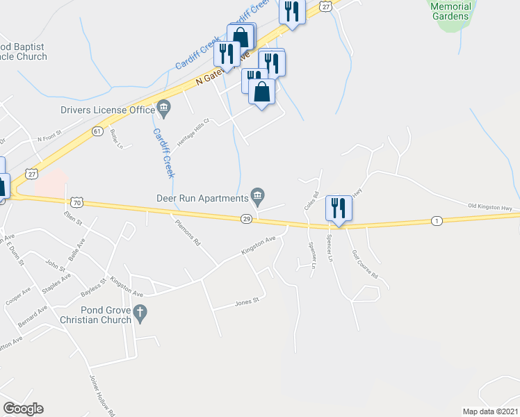 map of restaurants, bars, coffee shops, grocery stores, and more near 5334 Roane State Highway in Rockwood