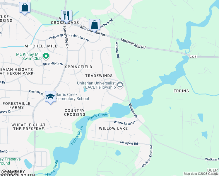 map of restaurants, bars, coffee shops, grocery stores, and more near 4205 Willow Haven Court in Raleigh