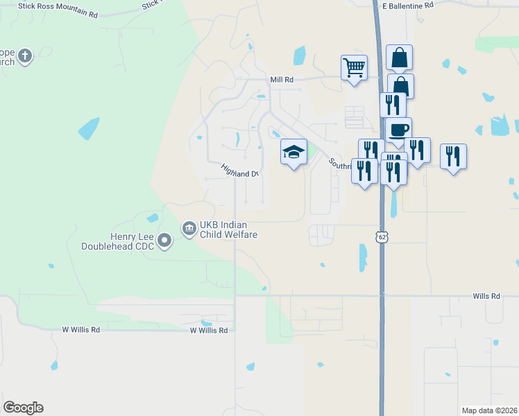 map of restaurants, bars, coffee shops, grocery stores, and more near 4031 Briar Lane in Tahlequah