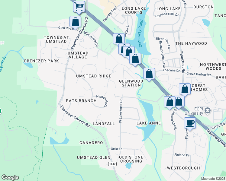 map of restaurants, bars, coffee shops, grocery stores, and more near 7904 Looking Glass Court in Raleigh