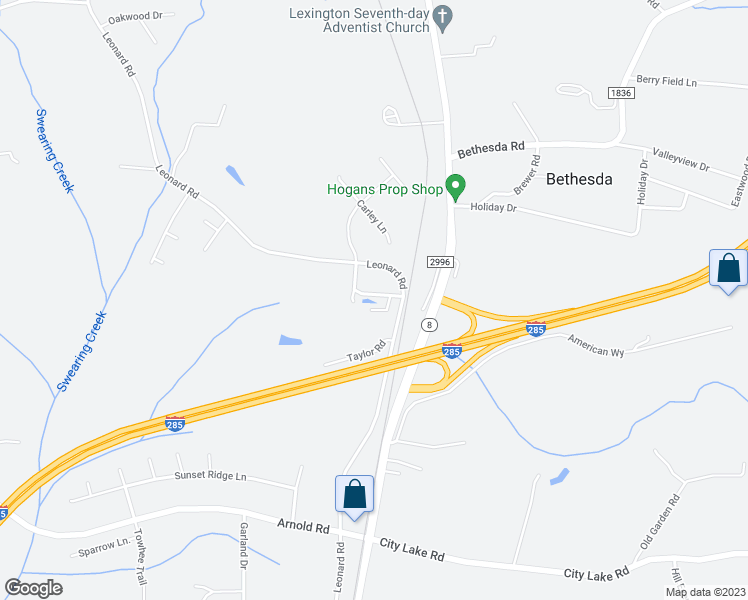 map of restaurants, bars, coffee shops, grocery stores, and more near 210 Pine Park Drive in Lexington