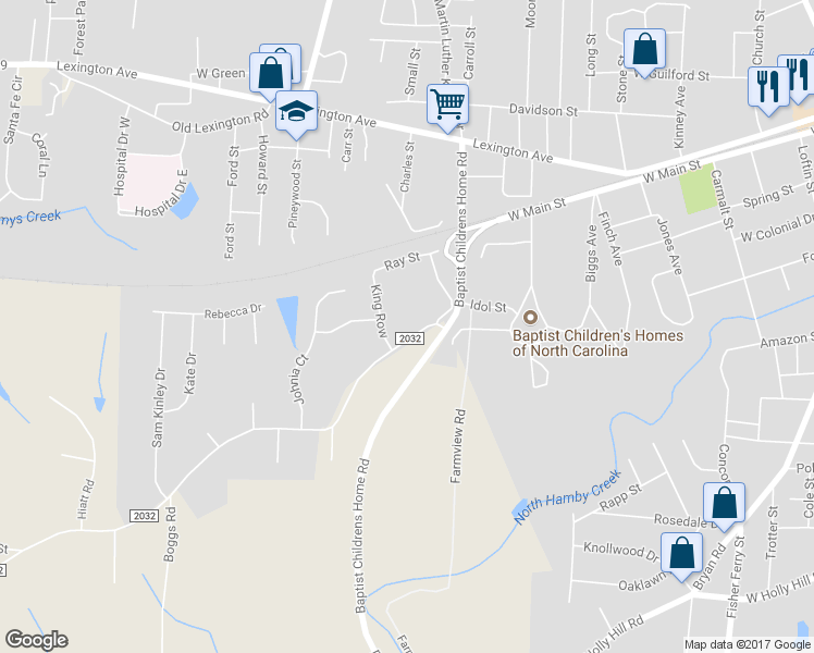 map of restaurants, bars, coffee shops, grocery stores, and more near 900 Johnsontown Road in Thomasville