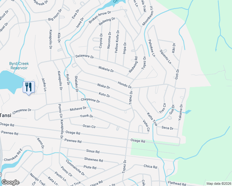 map of restaurants, bars, coffee shops, grocery stores, and more near 3046 Niska Drive in Crossville