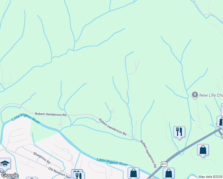 map of restaurants, bars, coffee shops, grocery stores, and more near 211 Ruth Lane in Sevierville