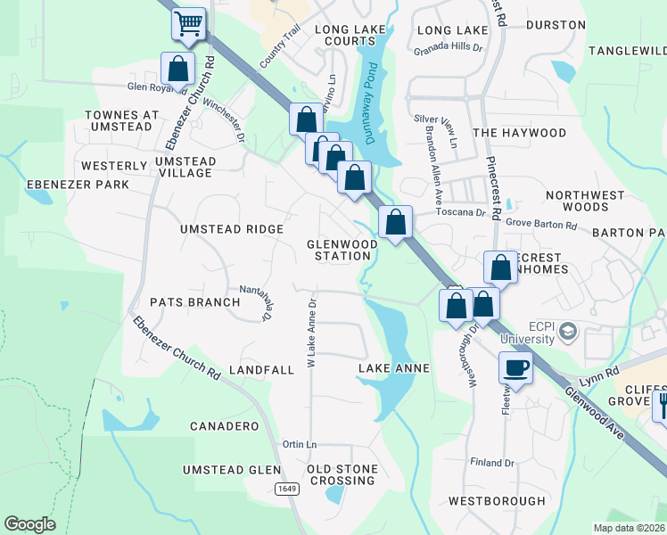 map of restaurants, bars, coffee shops, grocery stores, and more near 8222 Primanti Boulevard in Raleigh