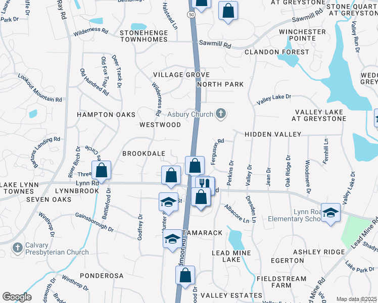 map of restaurants, bars, coffee shops, grocery stores, and more near 6511 Creedmoor Road in Raleigh