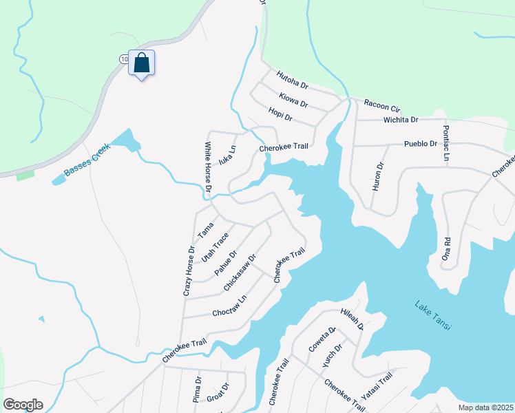 map of restaurants, bars, coffee shops, grocery stores, and more near 8648 Cherokee Trail in Crossville