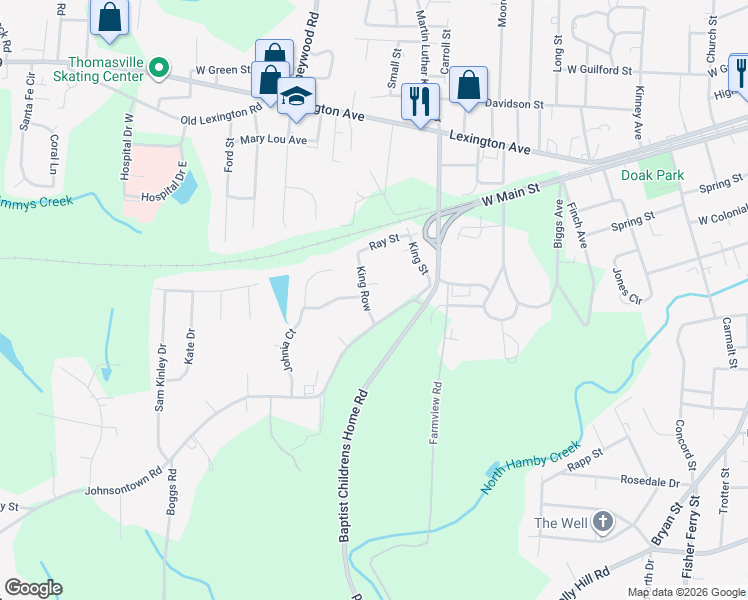 map of restaurants, bars, coffee shops, grocery stores, and more near 900 Johnsontown Road in Thomasville