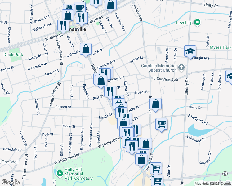 map of restaurants, bars, coffee shops, grocery stores, and more near 507 Irene Street in Thomasville